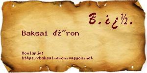 Baksai Áron névjegykártya